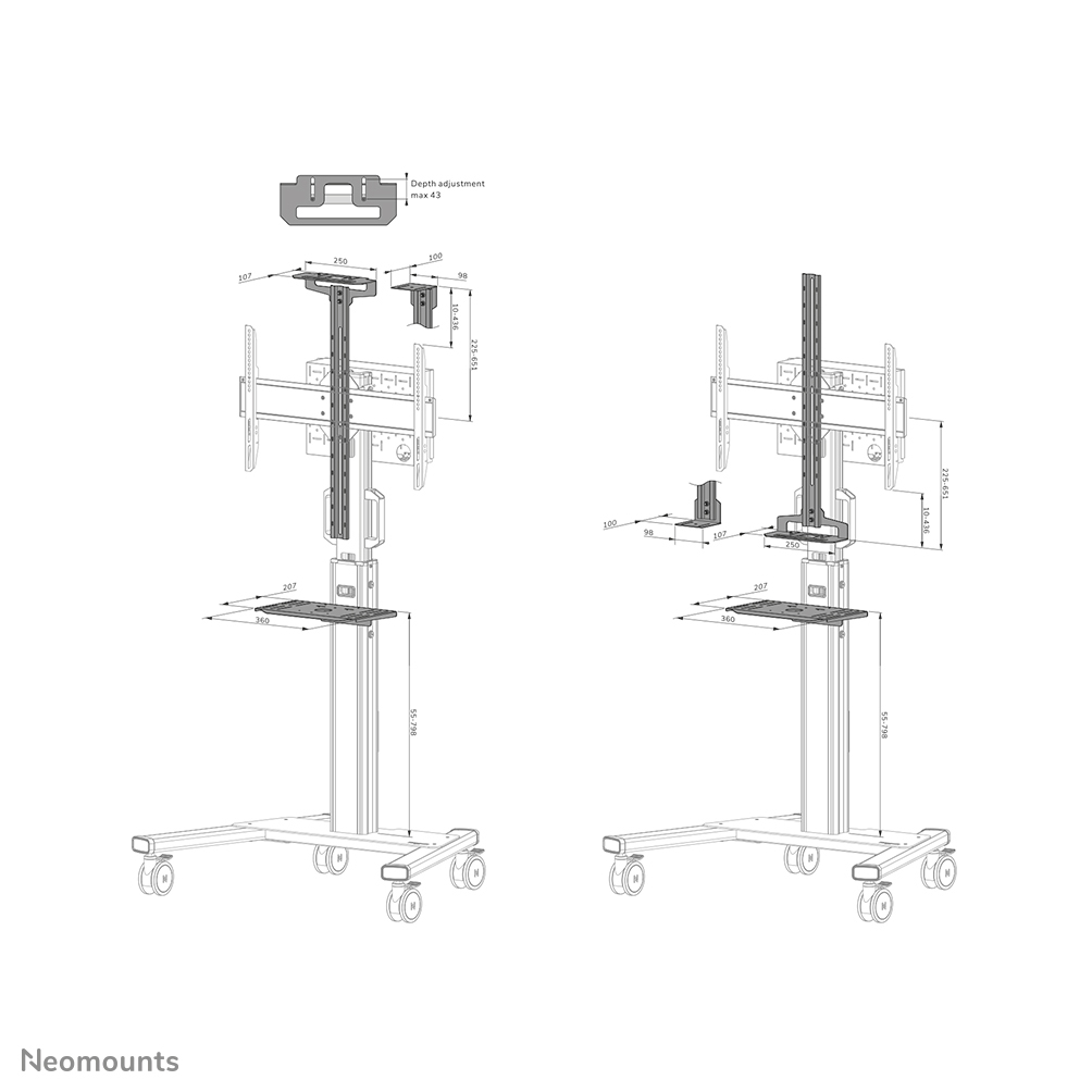 Neomounts AV1-825BL Videobar en multimedia kit - universeel